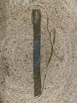 Cinturón joya abalorios dorado y plateado