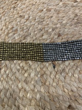 Cinturón joya abalorios dorado y plateado