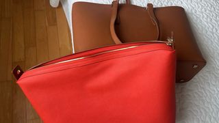 Bolso shopper Roberto Verino marrón y naranja