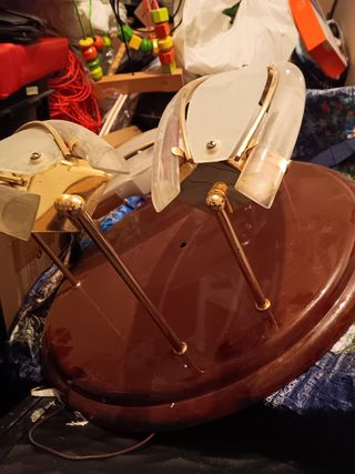 Lámpara 3 focos madera, metal