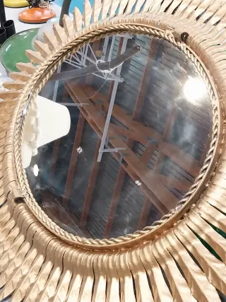 Specchio Vintage Sole in Metallo Dorato