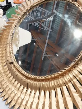 Specchio Vintage Sole in Metallo Dorato