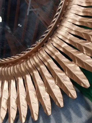 Specchio Vintage Sole in Metallo Dorato