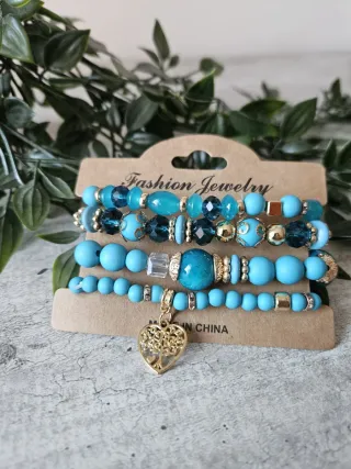 Set 4 Bracciali Blu e Oro