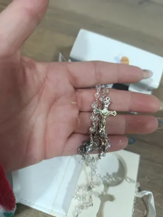 Rosario Cuentas Cristal Multicolor y Plata