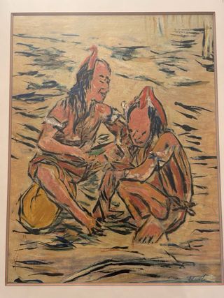 Cuadro antiguo figuras nativas americanas