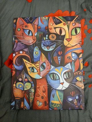 Tela Gatti Multicol. Arte da parete su tela piatta