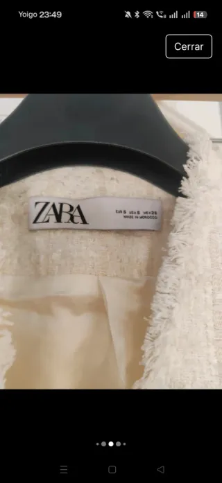 Chaqueta tweed Zara blanca/crema