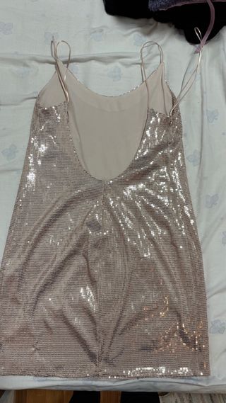 Vestido corto lentejuelas champagne