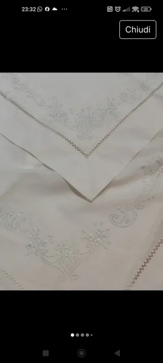 Lenzuola matrimoniali antiche ricamate a mano