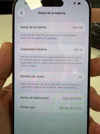 iPhone 16 Pro 256GB Dorado 100% de batería