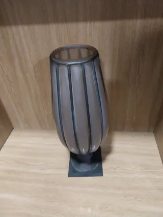 Jarrón Antiguo Art Decó Cristal Soplado