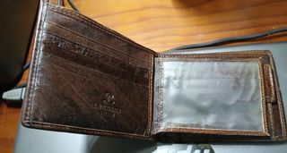 Carteira de pele genuína LANOSHA castanha