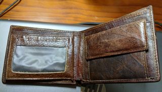 Carteira de pele genuína LANOSHA castanha