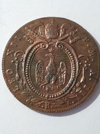 Moneta Antica Mezzo Baiocco Vaticano 1826 LeoneXII