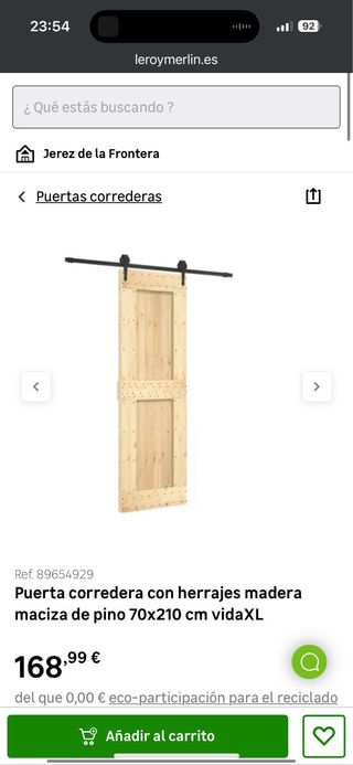 Puerta corredera madera pino maciza