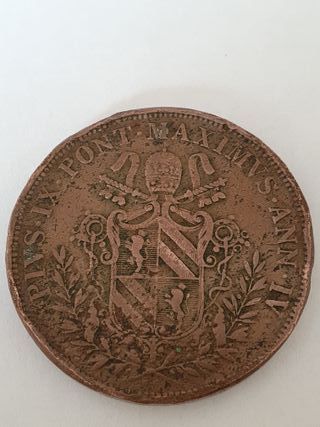 Moneta Antica 5 Baiocchi Vaticano Pio IX 1849