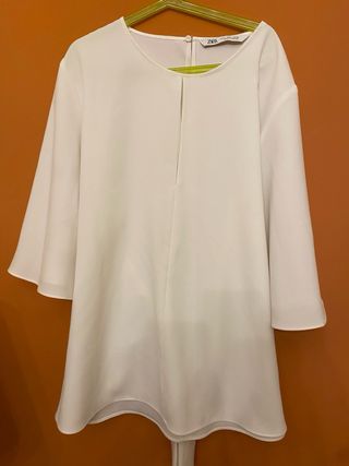 Blusa Zara blanca manga acampanada