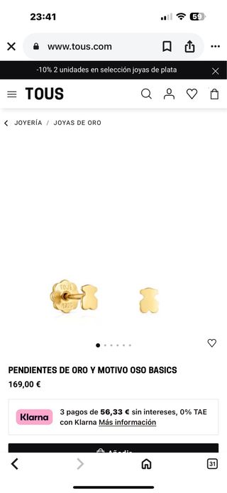 Pendientes Ositos Oro Tous