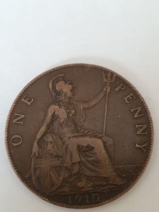 Moneta Antica One Penny bronzo Re Edoardo VII 1910