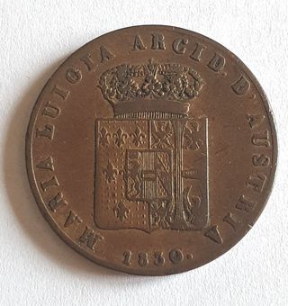 Moneta 1830 5 Centesimi Ducato Parma, Piacenza