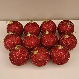 11 Decorazioni Albero Natale Rosso Oro