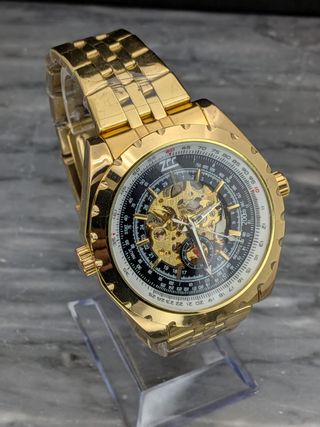 Orologio Uomo Scheletro Automatico Gold Black