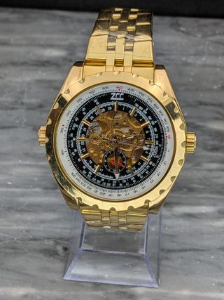 Orologio Uomo Scheletro Automatico Gold Black