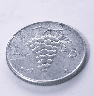 Rara Moneta 5 Lire Vitis (Uva) del 1948