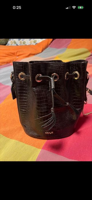 Bolso Cubo Negro Tous Cocodrilo