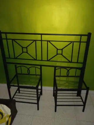 Cabecero 1.35 + 2 Mesitas Hierro Forjado