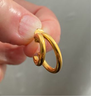 Pendientes aro doble plata chapada oro