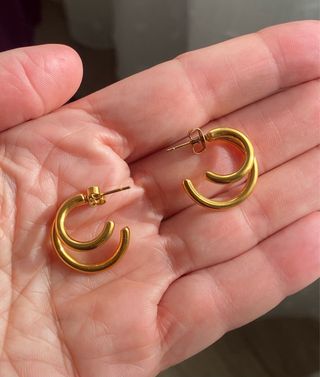 Pendientes aro doble plata chapada oro