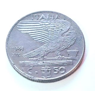 Moneta Regno d’Italia 50 Cent 1941 Aquila
