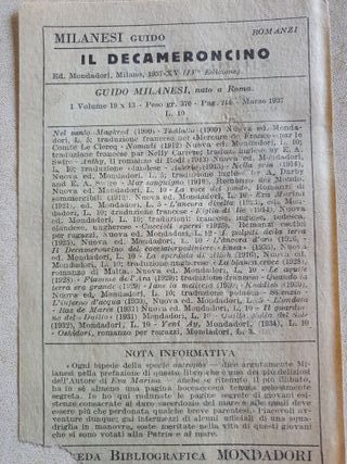 Libro Antico “Il Decameroncino” del 1937