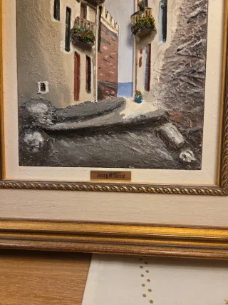 Quadro decorativo con cornice dorata