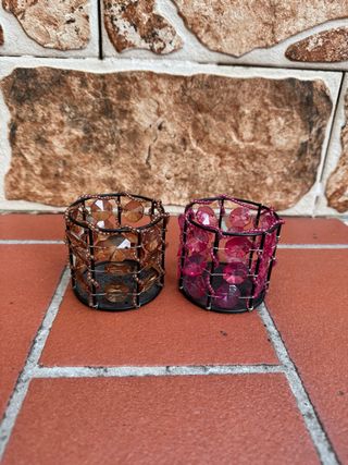 Portacandele decorativi in vetro e metallo