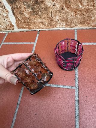 Portacandele decorativi in vetro e metallo