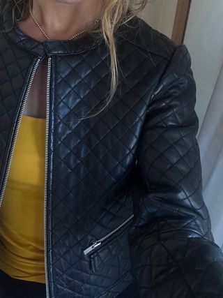 Cazadora Piel Negra Acolchada