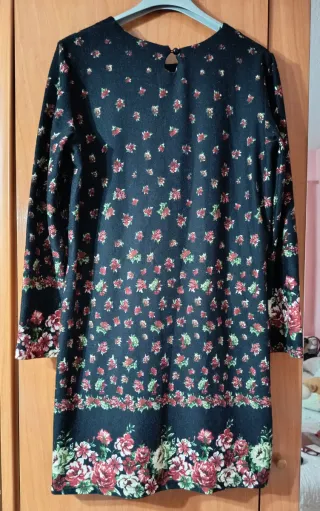 Vestido punto negro estampado floral