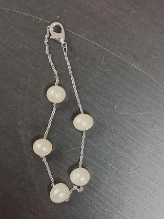 Conjunto plata y perlas: collar y pulsera