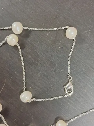 Conjunto plata y perlas: collar y pulsera