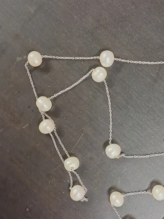 Conjunto plata y perlas: collar y pulsera