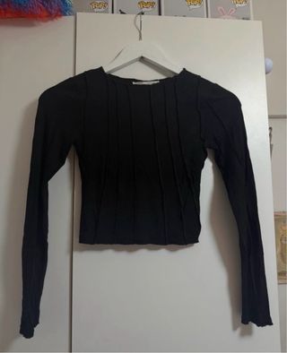 Top negro manga larga
