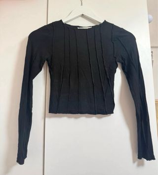 Top negro manga larga