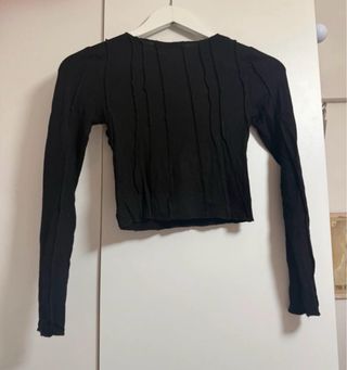 Top negro manga larga