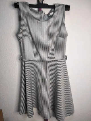 Vestido rayas gris y blanco