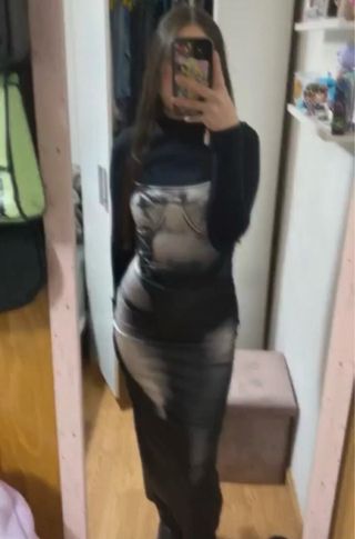 Vestido estampado blanco y negro