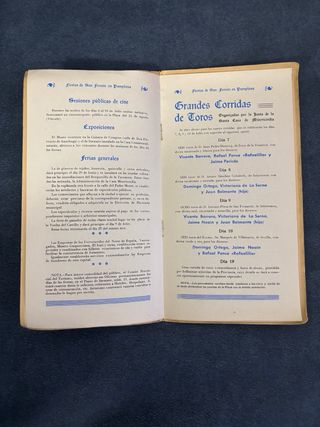 Programa San Fermín Pamplona 1939