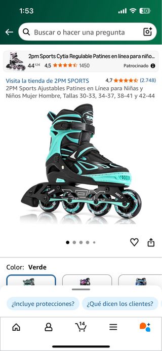 Patines en línea 2PM Sports talla 38